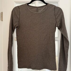 Everlane Ribbed Long Sleeve Thermal Top in Brown S
